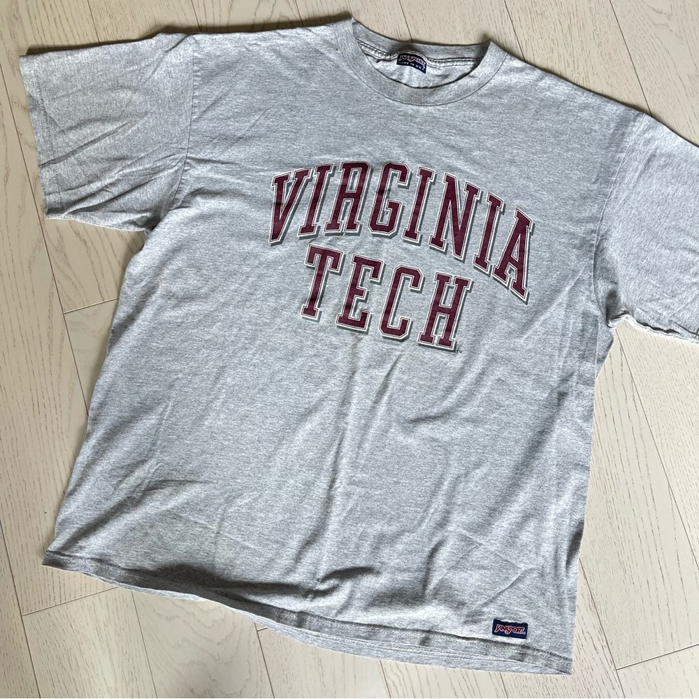 Vintage 90s Virginia Tech Hokies Spellout Collegiate Cotton Tee Shirt Jansport